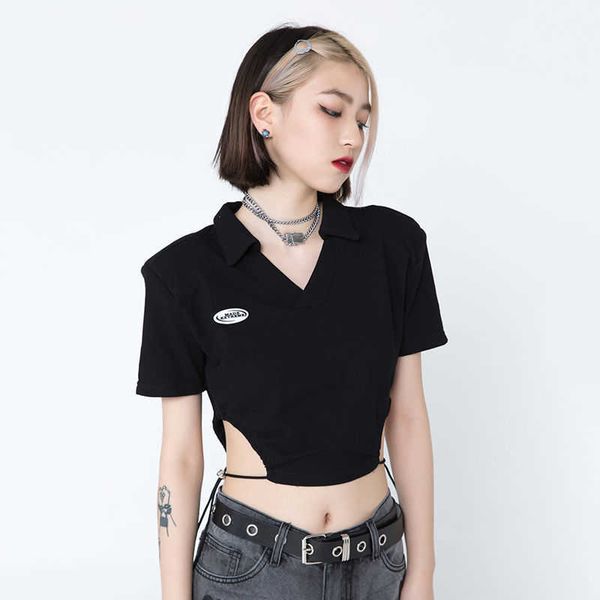 women's t-shirt summer 2022 new y2k irregular drawstring short tshirt european and american personality lapel tied rope crop z0301, White
women's t-shirt summer 2022 new y2k irregular drawstring short tshirt european and american personality lapel tied rope crop z0301, White