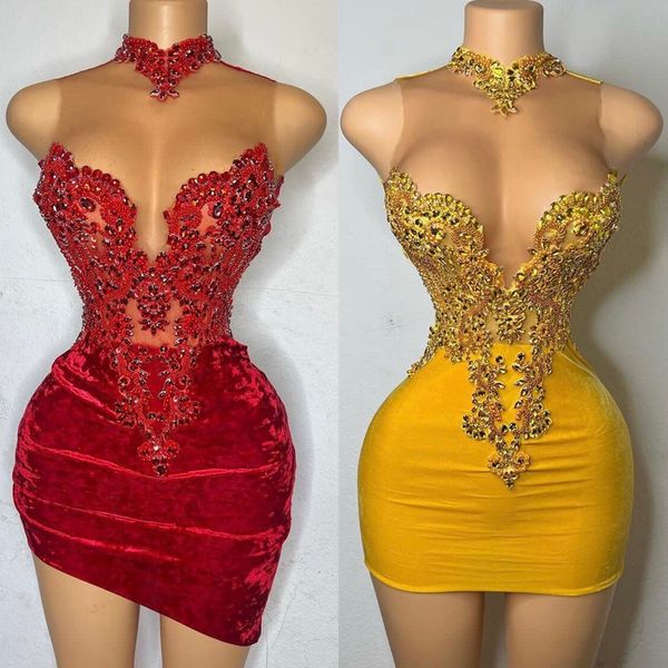 luxury gold short prom dresses 2023 lace appliques sequined illusion high neck dresses mermaid backless homecoming party gowns, Black
luxury gold short prom dresses 2023 lace appliques sequined illusion high neck dresses mermaid backless homecoming party gowns, Black