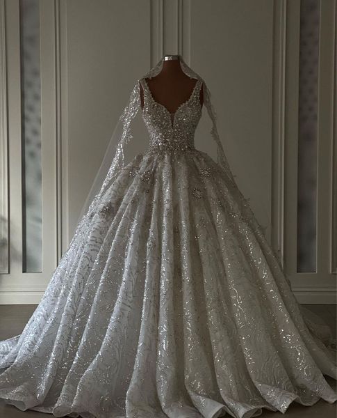 sparkly ball gown wedding dresses v neck sleeveless straps sequins lace appliques floor length beaded ruffles diamonds formal dresses gowns, White
sparkly ball gown wedding dresses v neck sleeveless straps sequins lace appliques floor length beaded ruffles diamonds formal dresses gowns, White