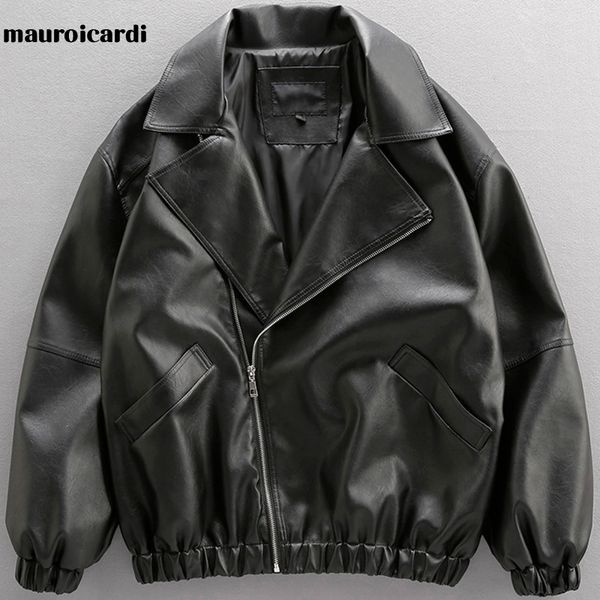 men's leather faux leather mauroicardi spring autumn oversized black waterproof soft pu leather jacket long sleeve zipper casual loose
men's leather faux leather mauroicardi spring autumn oversized black waterproof soft pu leather jacket long sleeve zipper casual loose