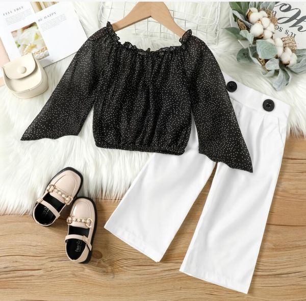 toddler baby girls clothes sets one line shoulder beveled long sleeve solid color straight leg pants kids set, White
toddler baby girls clothes sets one line shoulder beveled long sleeve solid color straight leg pants kids set, White