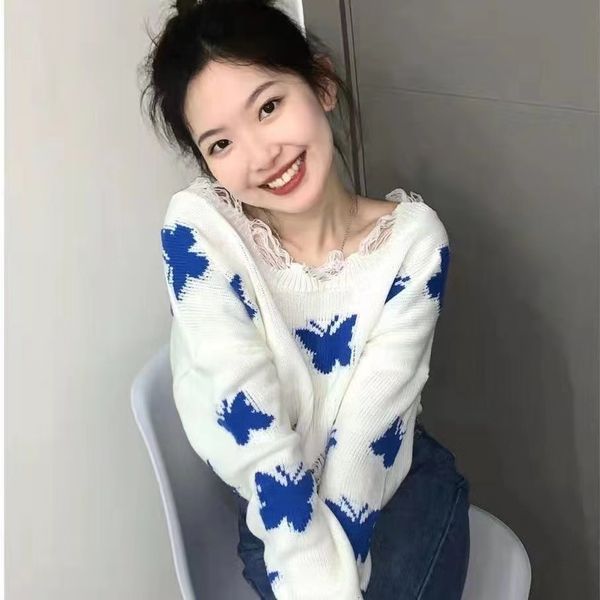 women's sweaters korean fashion graphic butterfly knitted sweater woman sweet sized cropped off shoulder y2k casual sweater 230301, White;black
women's sweaters korean fashion graphic butterfly knitted sweater woman sweet sized cropped off shoulder y2k casual sweater 230301, White;black