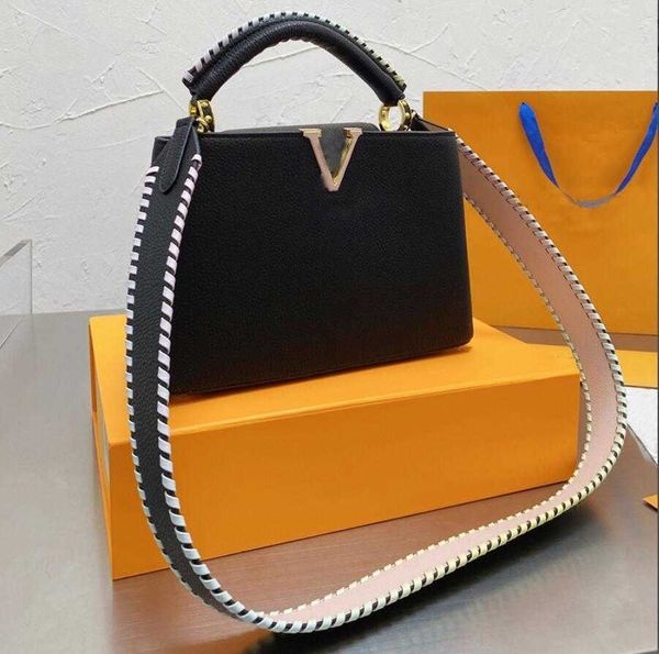 2023 luxury brand luxury womens handbag shoulder tote bag litchee pattern braided bicolor strap capucines genuine leather handbags purse fas, Black
2023 luxury brand luxury womens handbag shoulder tote bag litchee pattern braided bicolor strap capucines genuine leather handbags purse fas, Black