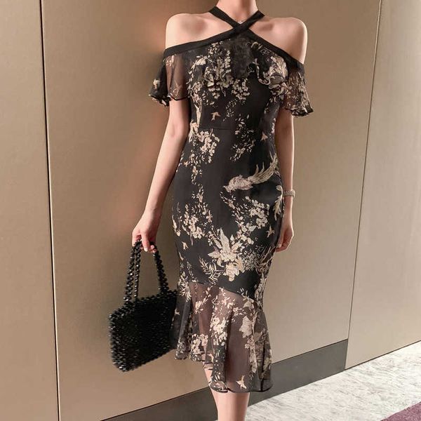 women's casual dresses 2023 summer women's off-shoulder neck ruffle print slimming fishtail dresses 1938, Black;gray
women's casual dresses 2023 summer women's off-shoulder neck ruffle print slimming fishtail dresses 1938, Black;gray