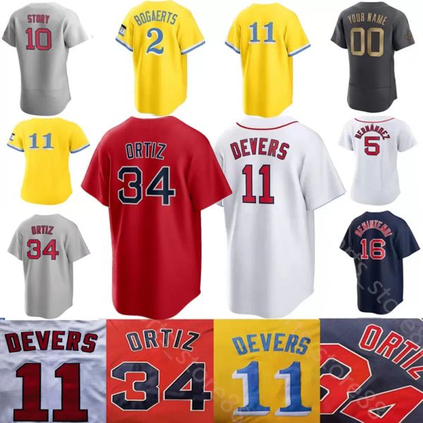 Image of TOP 2023 Custom S-6XL 10 Trevor Story 34 David Ortiz Jersey Ted Williams Martinez Chris Sale 2 Turner 11 Rafael Devers Baseball Jerseys