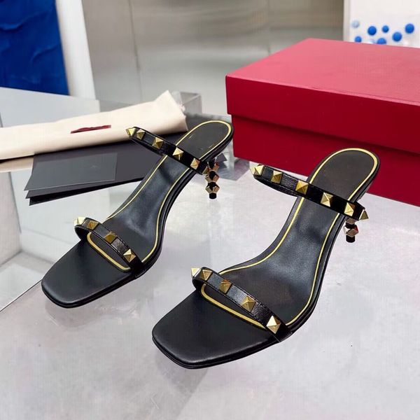 wedding gold sandals leather designer women's summer high heels with spiked heels elegant temperament slippers, Black
wedding gold sandals leather designer women's summer high heels with spiked heels elegant temperament slippers, Black