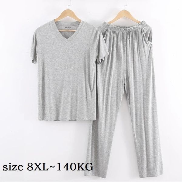 men's sleepwear plus size 8xl 140kg summer men modal pajamas sets v neck short sleeve and long pants comfortable home wear soft sleepw, Black;brown
men's sleepwear plus size 8xl 140kg summer men modal pajamas sets v neck short sleeve and long pants comfortable home wear soft sleepw, Black;brown