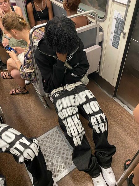 men's jeans y2k hip hop letter printed black pants men women 2023 new trend fashion punk loose straight wide leg trousers streetwear y2, Blue
men's jeans y2k hip hop letter printed black pants men women 2023 new trend fashion punk loose straight wide leg trousers streetwear y2, Blue