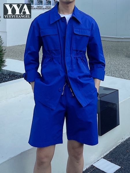 men's tracksuits vintage men multi pockets long sleeve elastic waist shorts two piece set business man casual summer fashion matching, Gray
men's tracksuits vintage men multi pockets long sleeve elastic waist shorts two piece set business man casual summer fashion matching, Gray