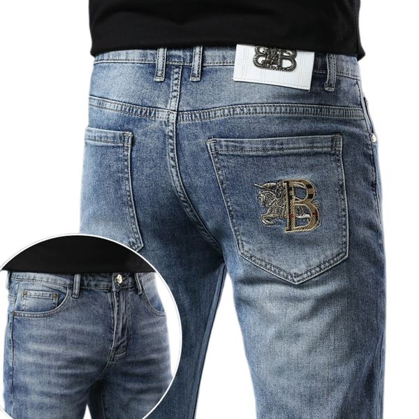 men's jeans spring summer thin denim slim fit european american high-end brand small straight pants xw2072-1, Blue
men's jeans spring summer thin denim slim fit european american high-end brand small straight pants xw2072-1, Blue