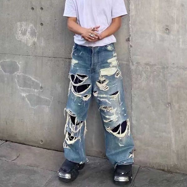 men's jeans vibe style destroyed pants fashion hi street ripped oversize hip hop denim trousers loose fit distressed bottoms y2303, Blue
men's jeans vibe style destroyed pants fashion hi street ripped oversize hip hop denim trousers loose fit distressed bottoms y2303, Blue
