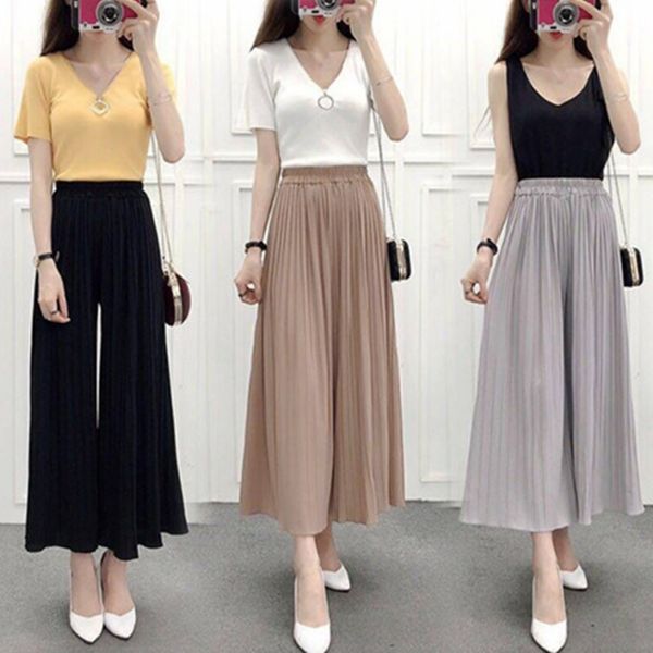 women's pants s ladies thin chiffon pleated solid color loose casual anklelength pants yf030 230301, Black;white
women's pants s ladies thin chiffon pleated solid color loose casual anklelength pants yf030 230301, Black;white