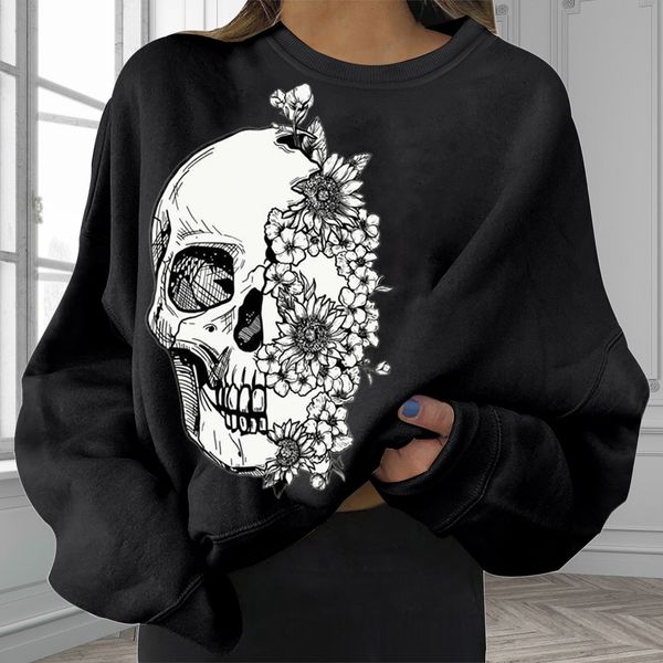 womens hoodies sweatshirts vintage halloween autumn winter skull foral printed round neck casual longsleeved loose pullover 230301, Black
womens hoodies sweatshirts vintage halloween autumn winter skull foral printed round neck casual longsleeved loose pullover 230301, Black