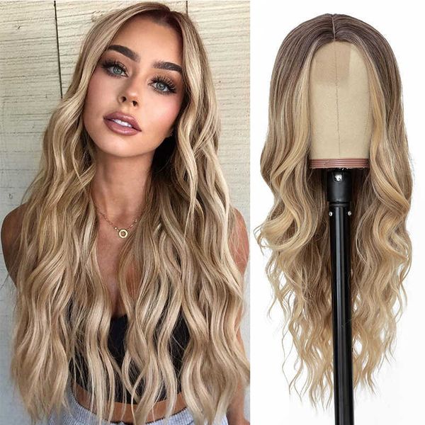 gradient golden long curly hair wig female small lace chemical fiber wig head cover lace wigs 230301, Black
gradient golden long curly hair wig female small lace chemical fiber wig head cover lace wigs 230301, Black