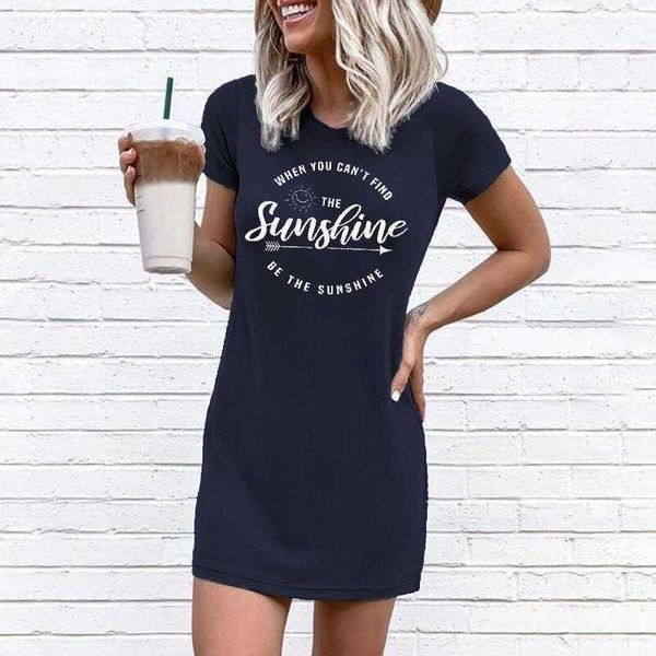 womens base clothing casual dresses sunshine letter print round neck short, Black;gray
womens base clothing casual dresses sunshine letter print round neck short, Black;gray