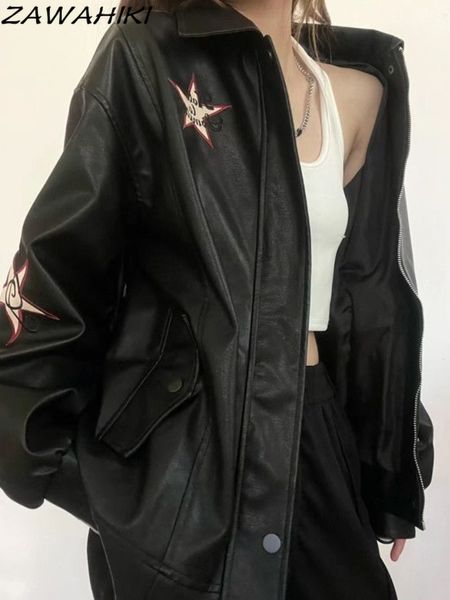 women's jackets american retro turndown collar zip up leather loose coats autumn button zipper decoration streetwear women clothing 230, Black;brown
women's jackets american retro turndown collar zip up leather loose coats autumn button zipper decoration streetwear women clothing 230, Black;brown