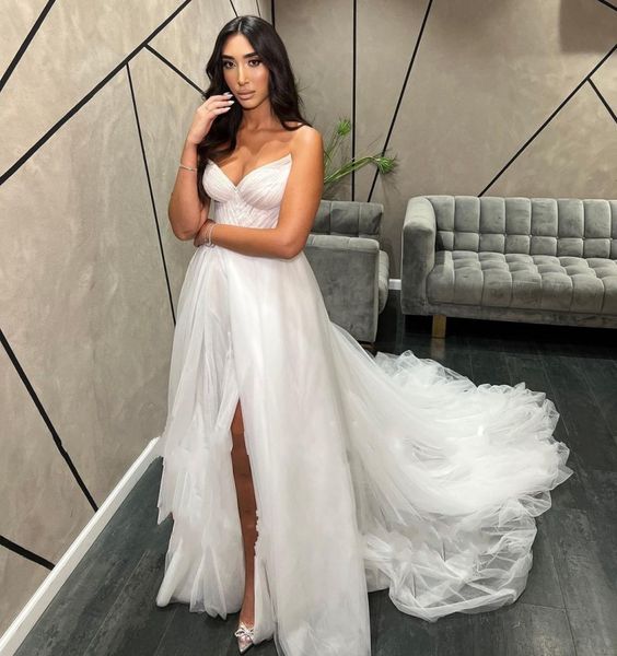 modern high side split wedding dress v-neck sleeveless a-line wedding gown princess boho bridal gowns 2023 vestidos de noiva, White
modern high side split wedding dress v-neck sleeveless a-line wedding gown princess boho bridal gowns 2023 vestidos de noiva, White