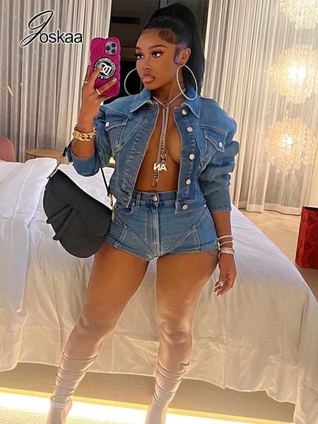 women's two piece pants joskaa sky blue denim two piece set women lapel long sleeve button up jackets and shorts matching autumn street, White
women's two piece pants joskaa sky blue denim two piece set women lapel long sleeve button up jackets and shorts matching autumn street, White