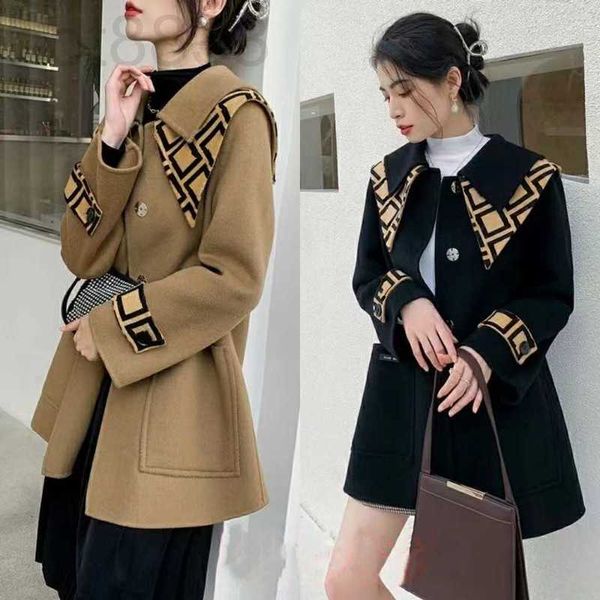 women's wool & blends designer autumn and winter coat fashionable double collar printed single breasted big pocket en ek8u, Black
women's wool & blends designer autumn and winter coat fashionable double collar printed single breasted big pocket en ek8u, Black