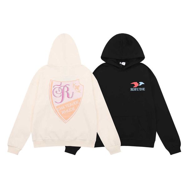 version autumn high and winter american street rhude shield printed os loose men's and women's hooded sweater top, Black
version autumn high and winter american street rhude shield printed os loose men's and women's hooded sweater top, Black