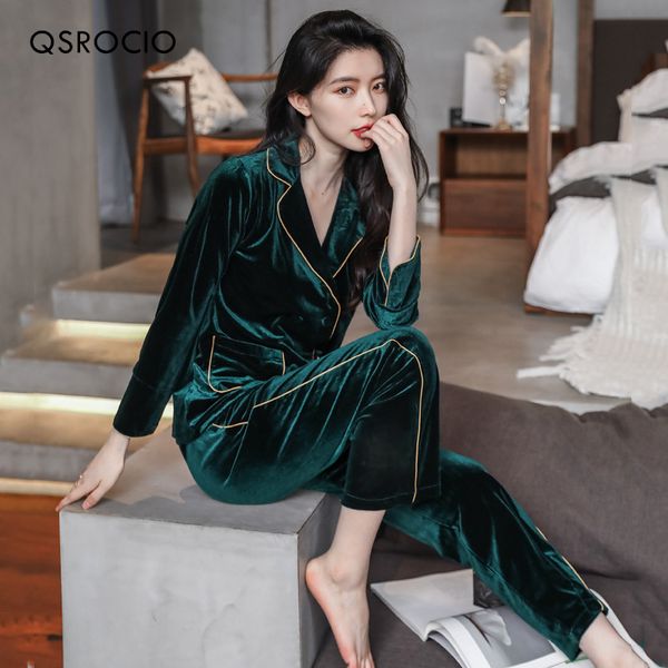 womens sleepwear qsrocio pajamas set golden velvet luxury style homewear v neck nightwear casual pyjamas femme 230228, Black;red
womens sleepwear qsrocio pajamas set golden velvet luxury style homewear v neck nightwear casual pyjamas femme 230228, Black;red