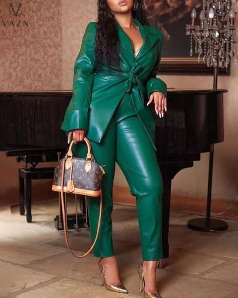womens two piece pants vazn pu leather highend solid suit set of quality office lady full sleeve long slim 2 230228, White
womens two piece pants vazn pu leather highend solid suit set of quality office lady full sleeve long slim 2 230228, White