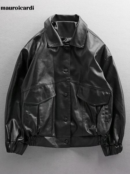 men's leather faux leather mauroicardi spring autumn loose black soft faux leather jacket men style long sleeve pockets oversized men l
men's leather faux leather mauroicardi spring autumn loose black soft faux leather jacket men style long sleeve pockets oversized men l