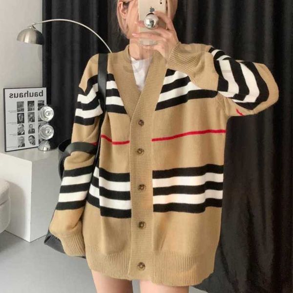 women's wool & blends designer korean striped sweater medium and long style v-neck versatile autumn winter outerwear long-sleeved jacke, Black
women's wool & blends designer korean striped sweater medium and long style v-neck versatile autumn winter outerwear long-sleeved jacke, Black
