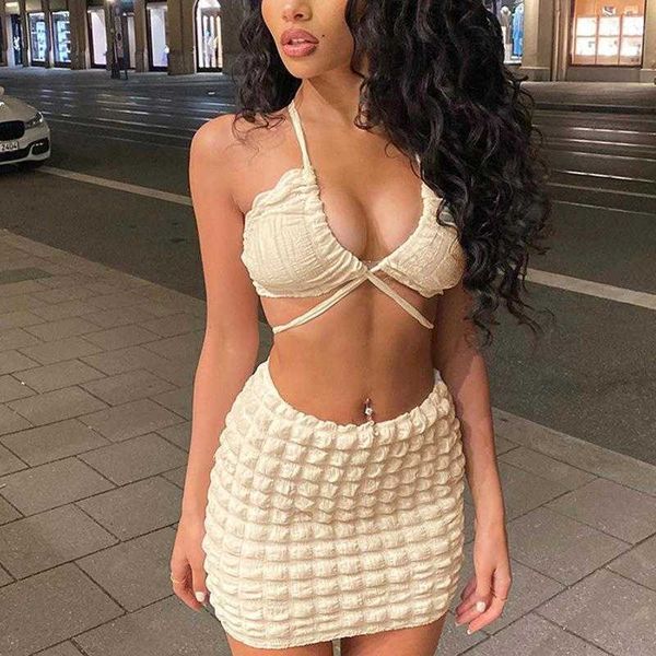 bubble fabric cross dress lace up halterneck small sling high waist half short, White
bubble fabric cross dress lace up halterneck small sling high waist half short, White
