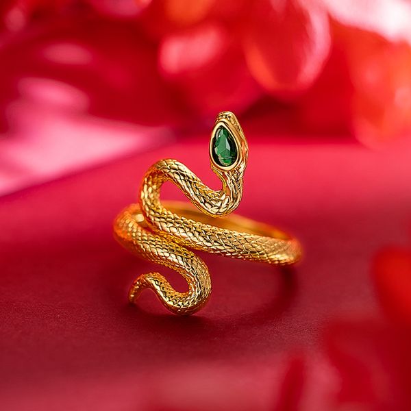 women men ring with green stone snake design cool 18k yellow gold filled classic fashion jewelry gift size adjust, Golden;silver
women men ring with green stone snake design cool 18k yellow gold filled classic fashion jewelry gift size adjust, Golden;silver
