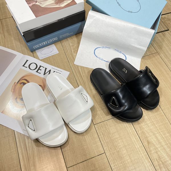 2023 padded pillow slides comfort triangle logo platform slippers for women lady classic summer beach shoes retro designer thick bottom leat, Black
2023 padded pillow slides comfort triangle logo platform slippers for women lady classic summer beach shoes retro designer thick bottom leat, Black
