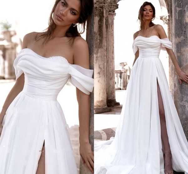 a line silk organza wedding dress for women brides gowns gorgeous off the shoulder pearls sweetheart side slit women vestidos de noiva, White
a line silk organza wedding dress for women brides gowns gorgeous off the shoulder pearls sweetheart side slit women vestidos de noiva, White