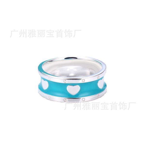 high version blue enamel love couple ring the same type of tiffay six heartwith logo, Silver
high version blue enamel love couple ring the same type of tiffay six heartwith logo, Silver