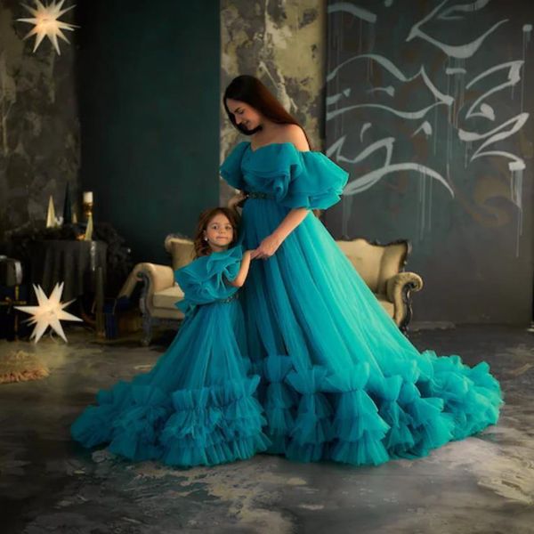 new arrival fluffy mother and me tulle dresses outfit ruffles with train plus size for p shoot mom and daughter tulle evening dress, Blue
new arrival fluffy mother and me tulle dresses outfit ruffles with train plus size for p shoot mom and daughter tulle evening dress, Blue