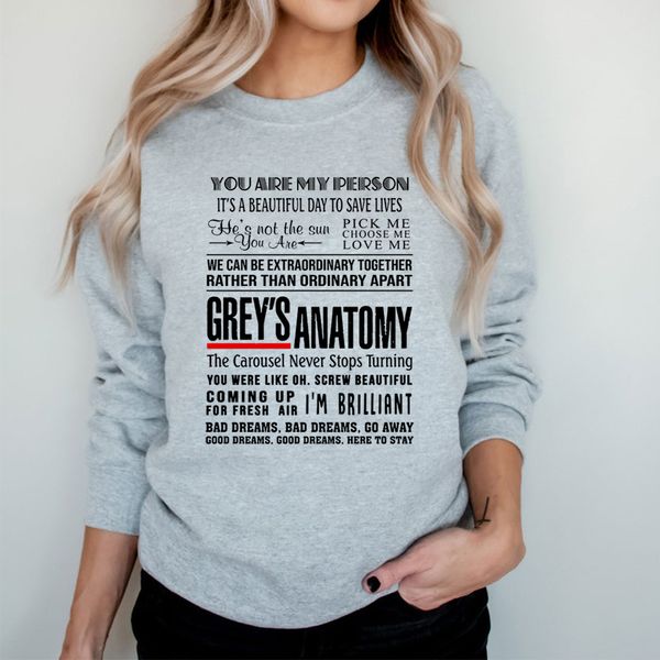 women's hoodies sweatshirts greys anatomy sweatshirt you're my person tv show inspired quotes hoodie women kawaii casual 230302, Black
women's hoodies sweatshirts greys anatomy sweatshirt you're my person tv show inspired quotes hoodie women kawaii casual 230302, Black