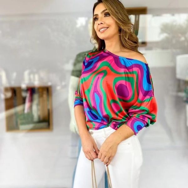 womens blouses shirts summer fashion pullover printed chiffon casual diagonal collar loose bat sleeve 230302, White
womens blouses shirts summer fashion pullover printed chiffon casual diagonal collar loose bat sleeve 230302, White