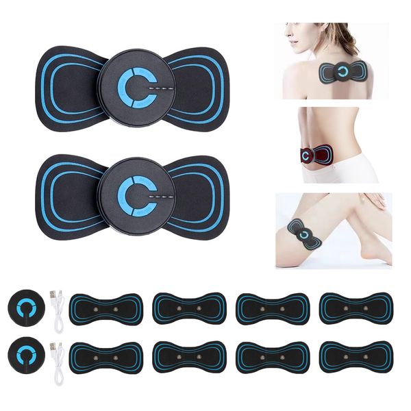 

2 sets lymphatic drainage massager pad, ems mini neck massage patch, portable soothing neck massager, whole body massage mat adjustable mass