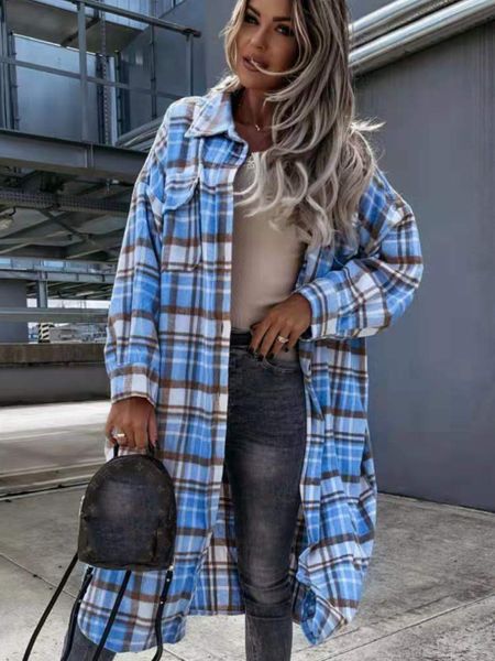 women's blouses shirts women autumn jacket fashion long plaid shirt coats winter cardigan flannel shirt jacket loose oversized checkere, White 
women's blouses shirts women autumn jacket fashion long plaid shirt coats winter cardigan flannel shirt jacket loose oversized checkere, White