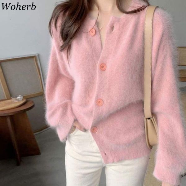 women's knits tees woherb gentle knitted knitwear sweet ol streetwear cardigan autumn mohair full sleeves solid cardigans chic sweater, White
women's knits tees woherb gentle knitted knitwear sweet ol streetwear cardigan autumn mohair full sleeves solid cardigans chic sweater, White