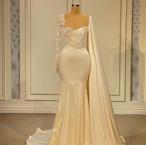 elegant mermaid prom dresses one long sleeve v neck cape appliques sequins floor length celebrity lace satin pearls evening dress bridal gow, Black
elegant mermaid prom dresses one long sleeve v neck cape appliques sequins floor length celebrity lace satin pearls evening dress bridal gow, Black