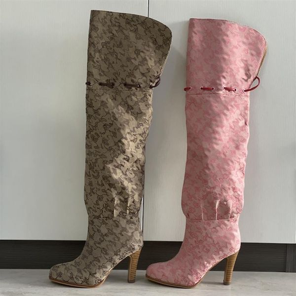 2021 women's knee-high boots designer original shoes high heel beige pink printed canvas over the knee boot zipper laces casu181g, Black
2021 women's knee-high boots designer original shoes high heel beige pink printed canvas over the knee boot zipper laces casu181g, Black