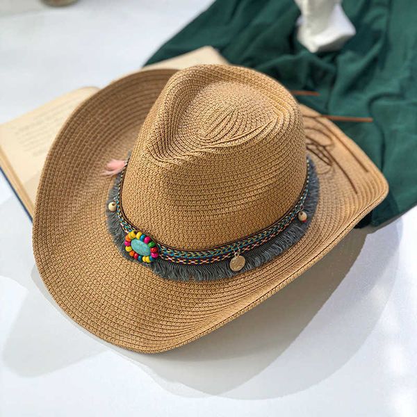 wide brim hats new summer turquoise decor cowboy hat for women men jazz sun hat uv protection beach straw hat j230301, Blue;gray
wide brim hats new summer turquoise decor cowboy hat for women men jazz sun hat uv protection beach straw hat j230301, Blue;gray