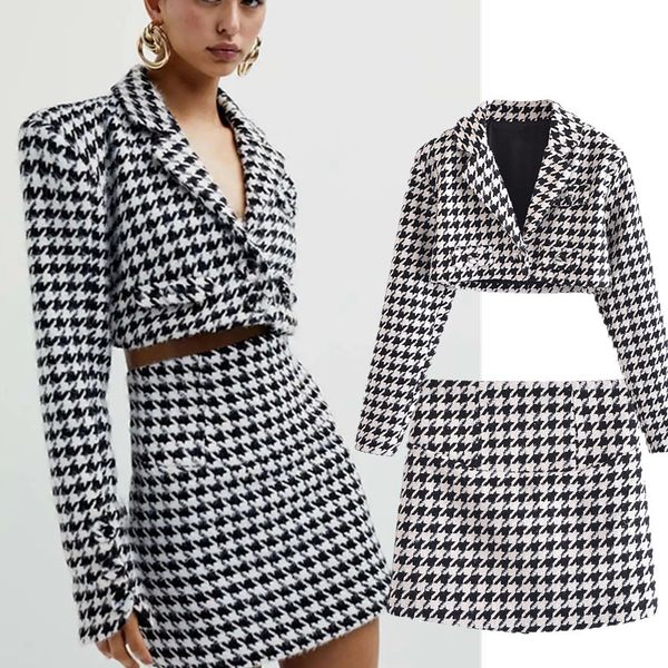 two piece dress withered pieces sets ins fashion blogger vintage houndstooth plaid blazer women short jackets modern mini skirt faldas 23030, White
two piece dress withered pieces sets ins fashion blogger vintage houndstooth plaid blazer women short jackets modern mini skirt faldas 23030, White