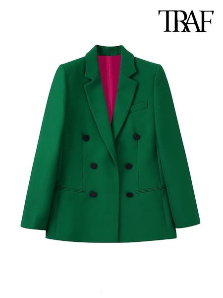 women's suits blazers traf women fashion double breasted buttoned green blazer coat vintage long sleeve welt pockets female outerwear c, White;black
women's suits blazers traf women fashion double breasted buttoned green blazer coat vintage long sleeve welt pockets female outerwear c, White;black