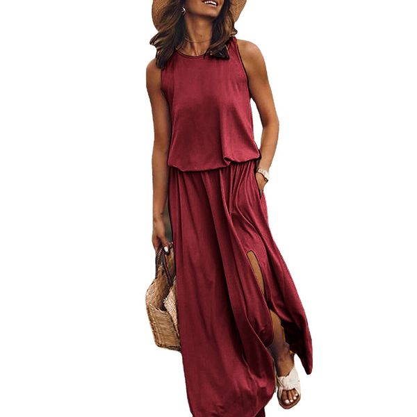 women casual dresses loose slit sleeveless sundress solid color crew neck long dress summer beach a-line dress plus size s-4xl, Black;gray
women casual dresses loose slit sleeveless sundress solid color crew neck long dress summer beach a-line dress plus size s-4xl, Black;gray