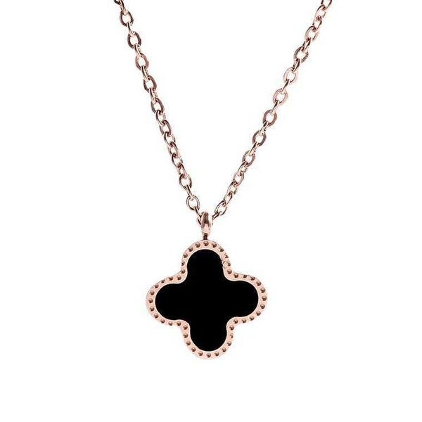 black and white double-sided four leaf clover necklace temperament classic versatile neck 18k rose gold color fast chain, Silver
black and white double-sided four leaf clover necklace temperament classic versatile neck 18k rose gold color fast chain, Silver