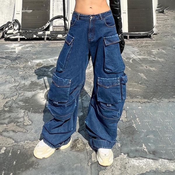 women's jeans y2k heavy industry washed multipocket overall's jeans retro street loose casual wideleg women goth pants 230301, Blue
women's jeans y2k heavy industry washed multipocket overall's jeans retro street loose casual wideleg women goth pants 230301, Blue