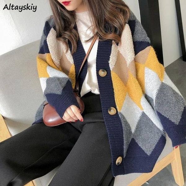 women's knits tees argyle knitted cardigans women thick warm cozy sweater street fashion retro outerwear female elegant modern korean c, White
women's knits tees argyle knitted cardigans women thick warm cozy sweater street fashion retro outerwear female elegant modern korean c, White