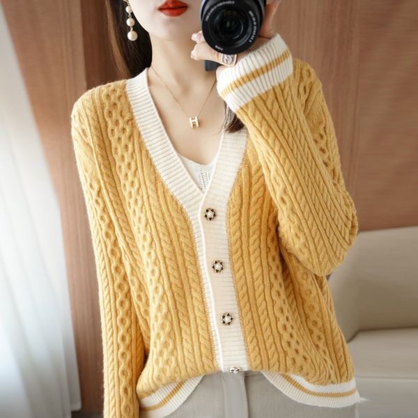 women's knits tees retro twist blue knitted cardigan women's wool autumn and winter design sense minority age-reducing sweater 230, White
women's knits tees retro twist blue knitted cardigan women's wool autumn and winter design sense minority age-reducing sweater 230, White