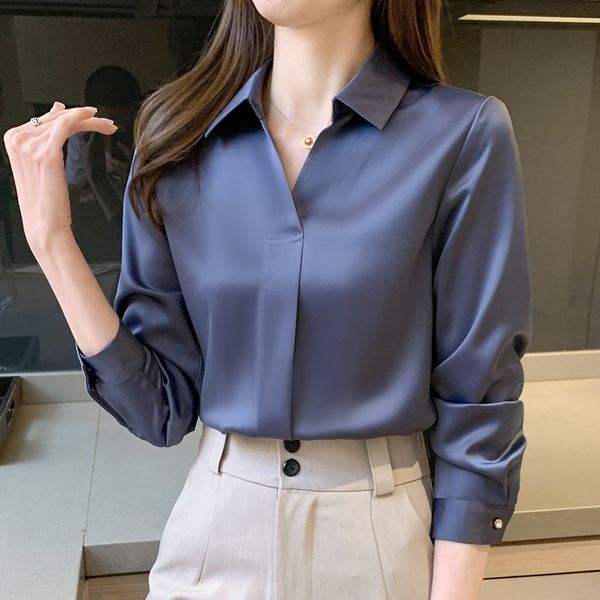 women's blouses shirts chikichi fall simple blue satin shirt women elegant office ladies long sleeve lapel women workwear plus size 230, White
women's blouses shirts chikichi fall simple blue satin shirt women elegant office ladies long sleeve lapel women workwear plus size 230, White